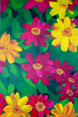 "Heat Loving Zinnias" Artist: Linda Gleeson